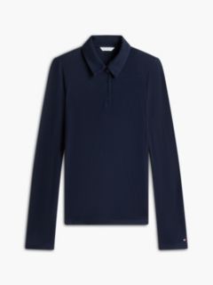 Slim Fit Rib-Knit Polo — Navy Blue 5