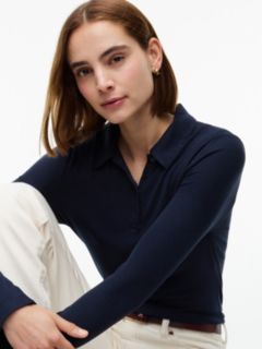 Slim Fit Rib-Knit Polo — Navy Blue 3