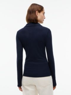 Slim Fit Rib-Knit Polo — Navy Blue 4
