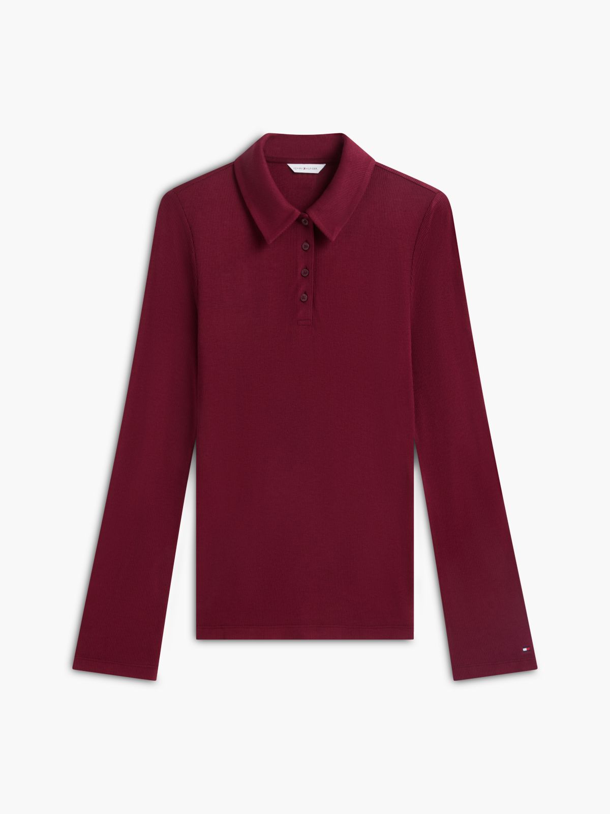 Slim Fit Rib-Knit Polo — Burgundy
