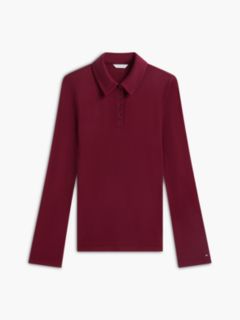 Slim Fit Rib-Knit Polo — Burgundy 5