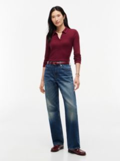 Slim Fit Rib-Knit Polo — Burgundy 2