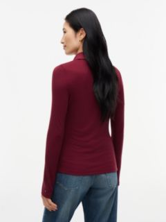 Slim Fit Rib-Knit Polo — Burgundy 4