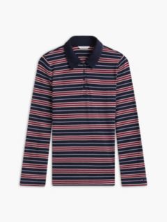 Slim Fit Striped Rib-Knit Polo — Navy Blue Multi 5
