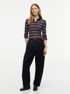 Slim Fit Striped Rib-Knit Polo — Navy Blue Multi 2