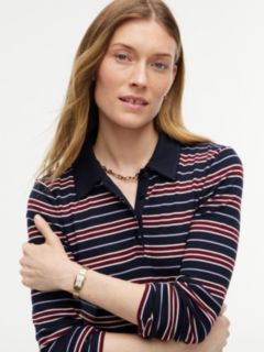 Slim Fit Striped Rib-Knit Polo — Navy Blue Multi 3