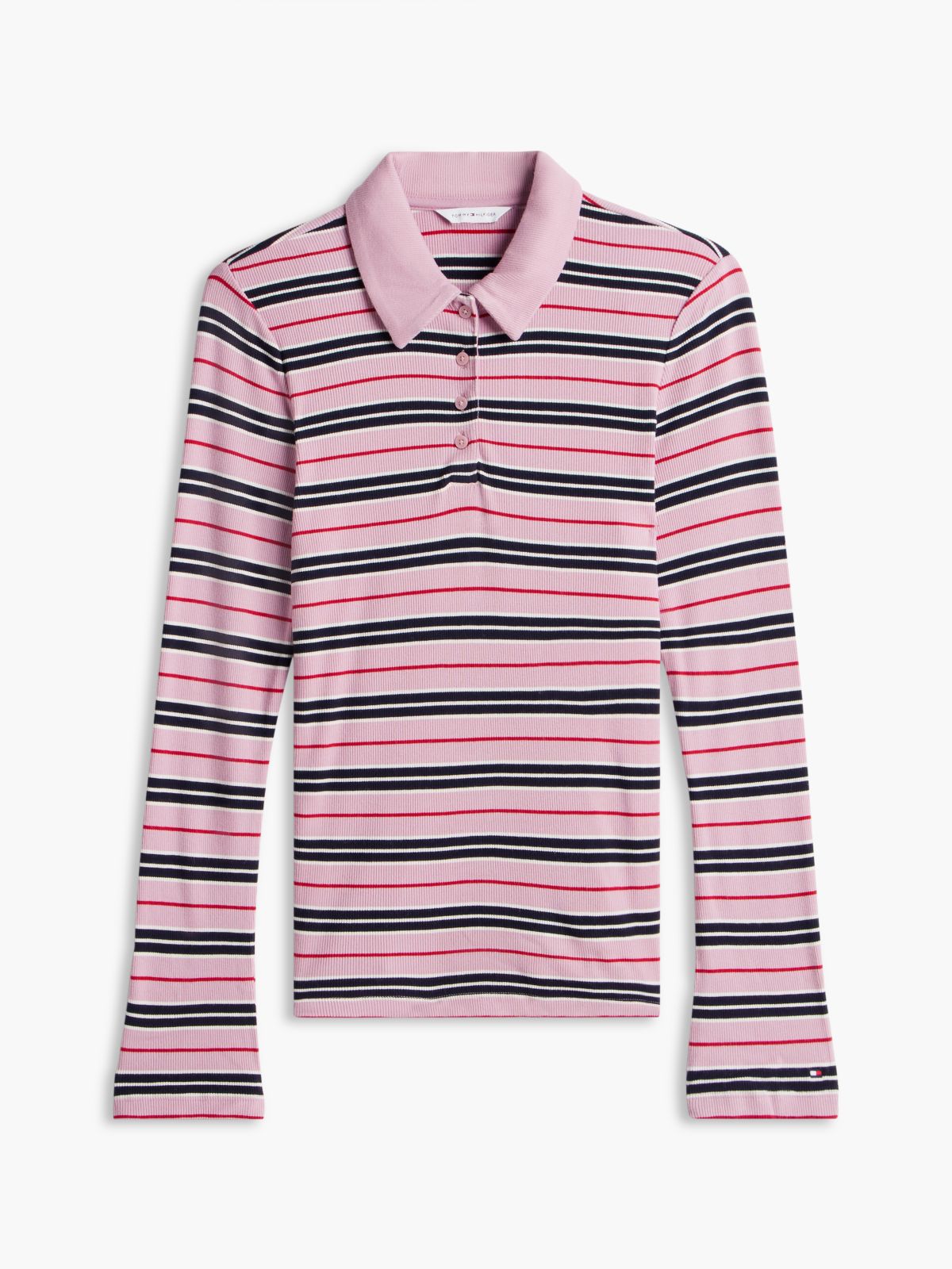 Slim Fit Striped Rib-Knit Polo — Mystic Orchid Multi