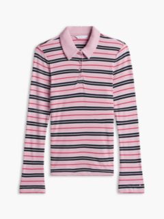 Slim Fit Striped Rib-Knit Polo — Mystic Orchid Multi 5