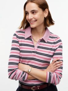 Slim Fit Striped Rib-Knit Polo — Mystic Orchid Multi 3