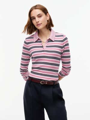 Slim Fit Striped Rib-Knit Polo, Mystic Orchid Multi
