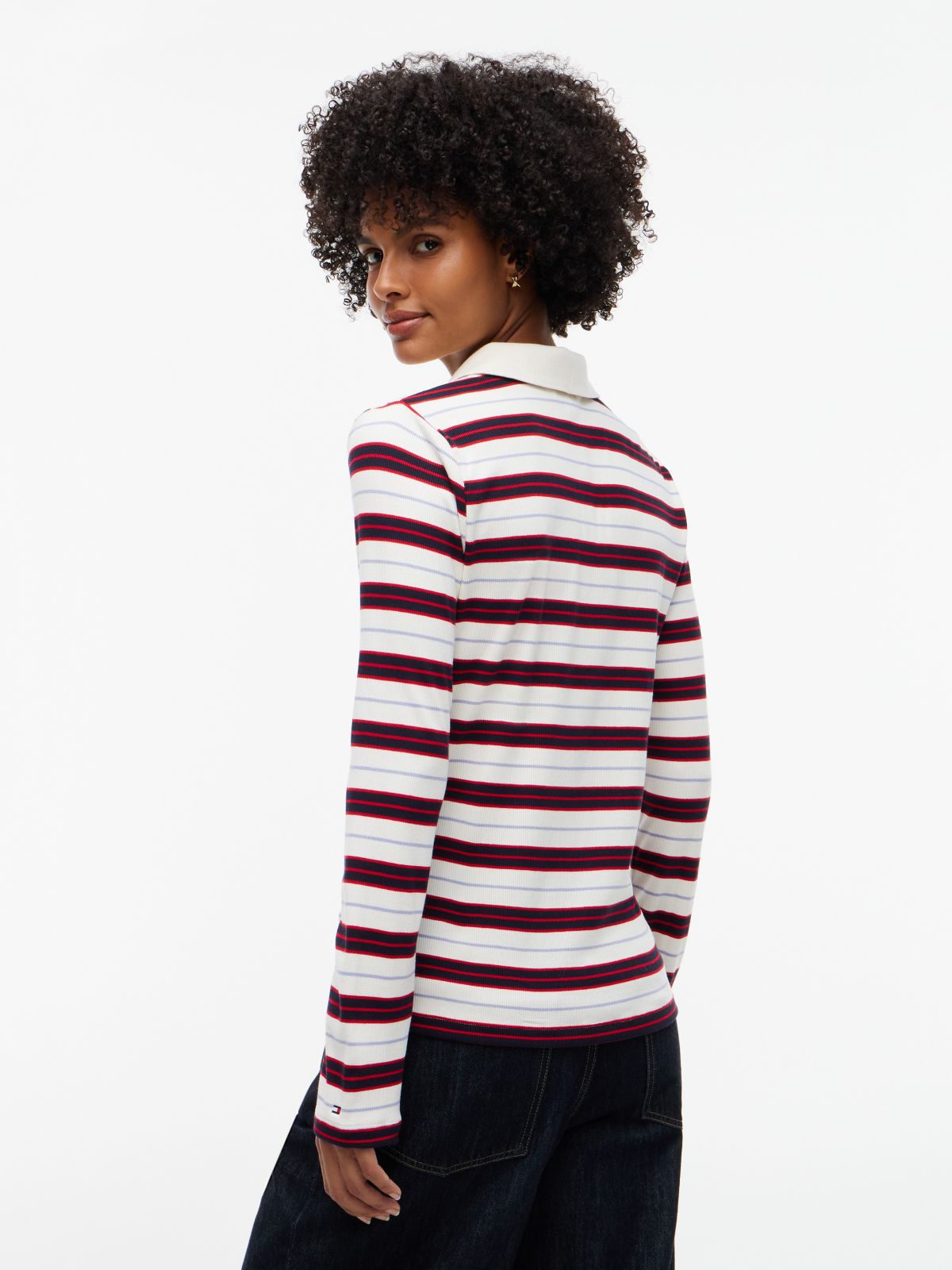Slim Fit Striped Rib-Knit Polo — Ivory Silk Multi