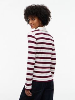 Slim Fit Striped Rib-Knit Polo — Ivory Silk Multi 4