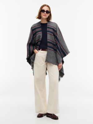 Женская накидка Tommy Hilfiger Striped Heathered Cape, цвет: Серый меланжевый разноцветный — фото 1