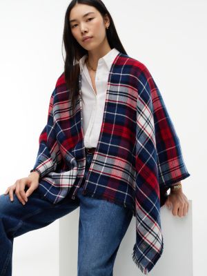 Женская накидка Tommy Hilfiger Tartan Reversible Cape, цвет: Тёмно-синий разноцветный — фото 1