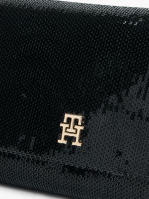 Женская сумка Tommy Hilfiger Monogram Sequined Flap Crossbody, цвет: Чёрный — фото 3