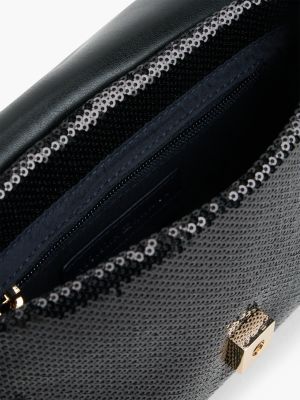 Женская сумка Tommy Hilfiger Monogram Sequined Flap Crossbody, цвет: Чёрный — фото 4