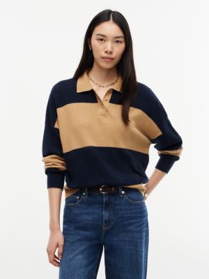 Block Stripe Sweater Polo, Timeless Camel