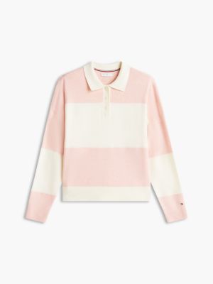 Женские рубашки Tommy Hilfiger Block Stripe Sweater Polo, цвет: Насыщенный кремовый — фото 5