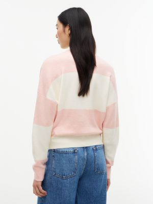 Женские рубашки Tommy Hilfiger Block Stripe Sweater Polo, цвет: Насыщенный кремовый — фото 4