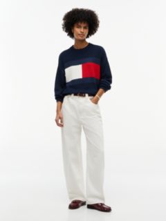 Intarsia Flag Logo Crewneck Sweater — Navy 2