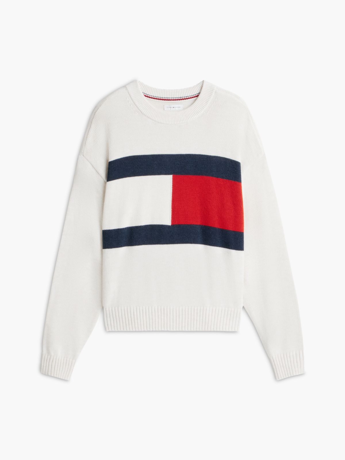 Intarsia Flag Logo Crewneck Sweater — Ivory