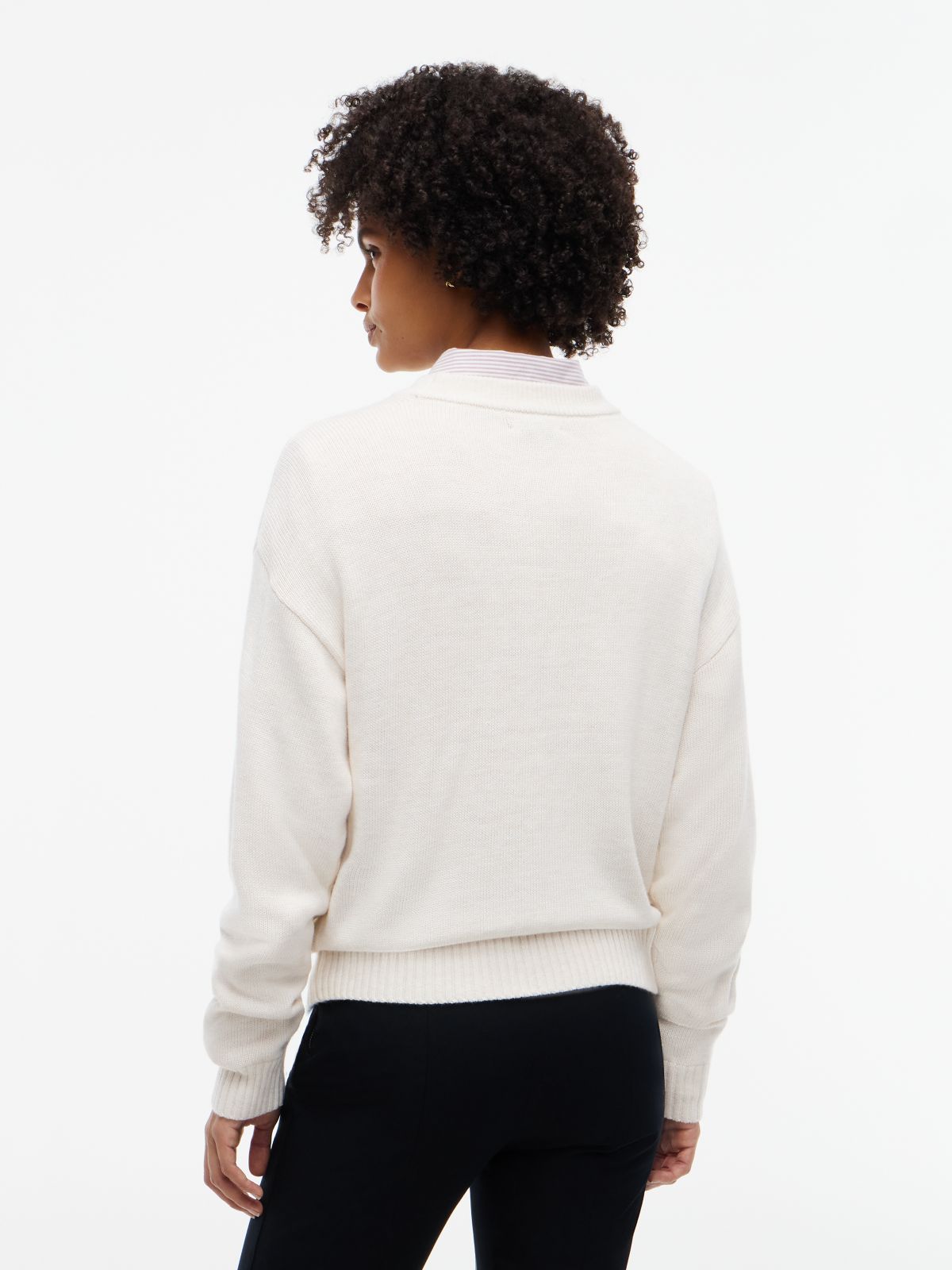 Intarsia Flag Logo Crewneck Sweater — Ivory