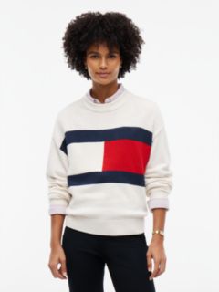 Intarsia Flag Logo Crewneck Sweater — Ivory 1