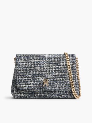 Monogram Tweed Flap Crossbody Bag, Navy Multi