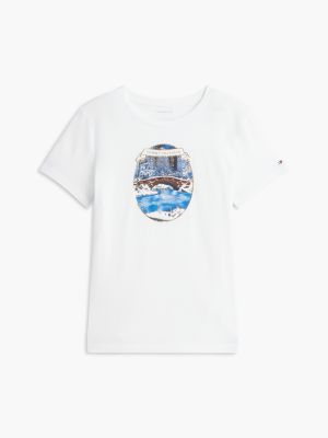 Женская футболка Tommy Hilfiger Winter Bridge Graphic, цвет: Экрю — фото 5