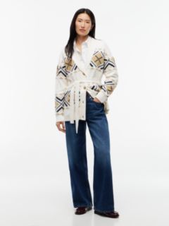 TH Soft Touch Fair Isle Shawl Collar Belted Cardigan — Rich Cream 2