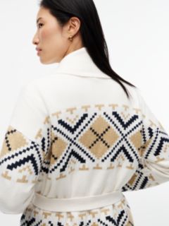 TH Soft Touch Fair Isle Shawl Collar Belted Cardigan — Rich Cream 3