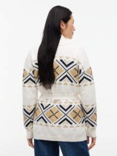 TH Soft Touch Fair Isle Shawl Collar Belted Cardigan — Rich Cream 4