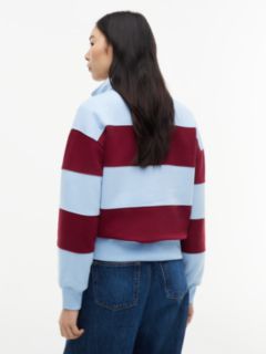 Tommy Logo Quarter-Zip Sweatshirt — Blue/Red Stripe 4