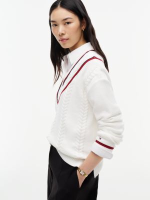 Женский свитер Tommy Hilfiger Cable Knit Cricket, цвет: Экрю — фото 3