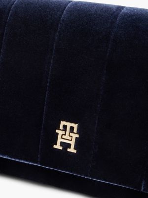 Женская сумка Tommy Hilfiger Monogram Velvet Flap Crossbody, цвет: Космический синий — фото 4