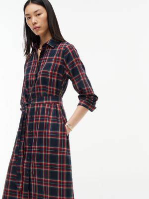 Женское платье Tommy Hilfiger Belted Tartan Midi Shirtdress, цвет: Тёмно-синий — фото 2