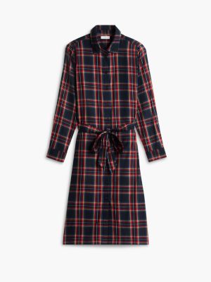 Женское платье Tommy Hilfiger Belted Tartan Midi Shirtdress, цвет: Тёмно-синий — фото 5