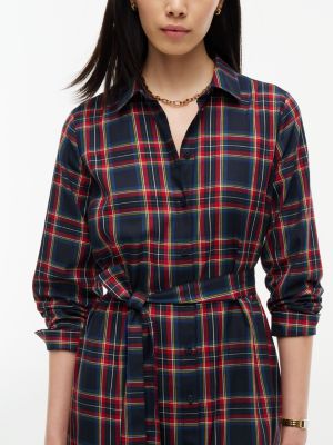 Женское платье Tommy Hilfiger Belted Tartan Midi Shirtdress, цвет: Тёмно-синий — фото 3