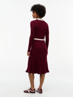 Женское платье Tommy Hilfiger Open Placket Belted Polo Sweater Dress, цвет: Бордовый — фото 4